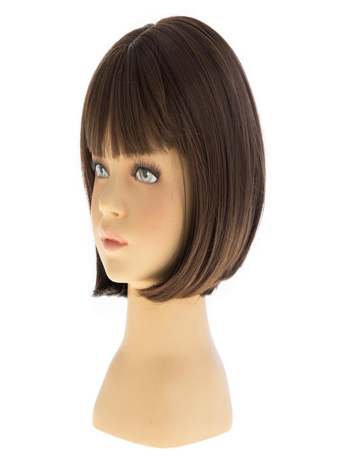 Dsimeig Short Brown Kids Wig Girls Straight Bob Wig with Bangs Synthetic Cosplay Halloween Costume Party Use - Image 4